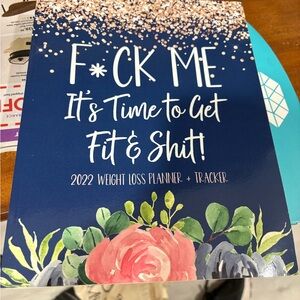 Navy Weight Loss Planner with Floral Design